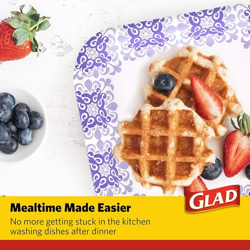 Glad Disposable Paper Plates - Soak Proof & Cut Proof Heavy Duty | 8.5" Diameter, 50 Count Bulk