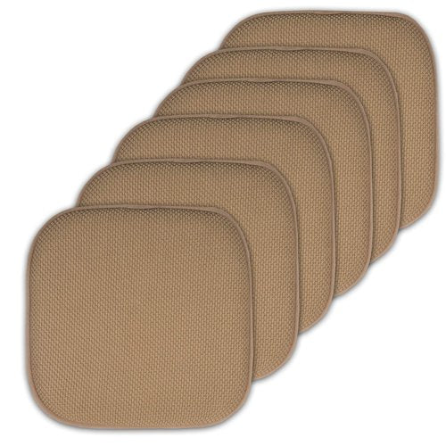 Sweet Home Collection Cushion Memory Foam Chair Pads Honeycomb Nonslip Back Seat Cover 16" x 16", Taupe (Pack of 2)