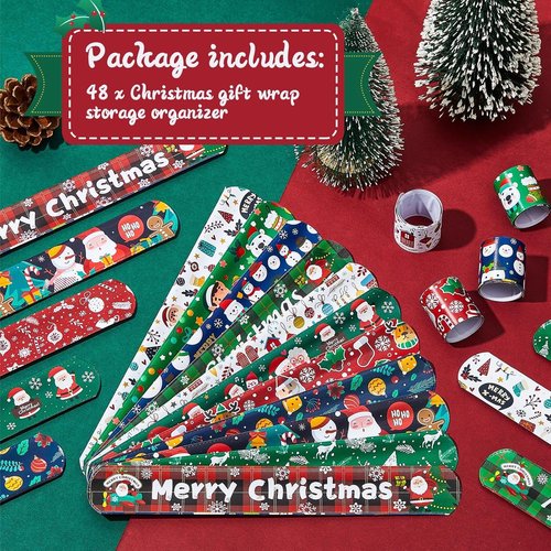 Lewtemi Gift Wrap Holder - 48-Piece Christmas Wrapping Paper Roll Storage with Metal Strips | 1.2 x 8.7 Inch
