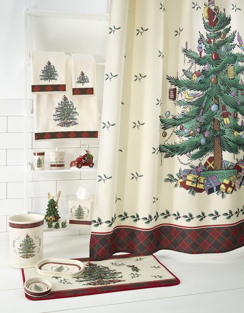 Spode - Covered Jar, Guest Bathroom Essentials, Holiday Home Decor (Spode Christmas Tree Tartan Collection)