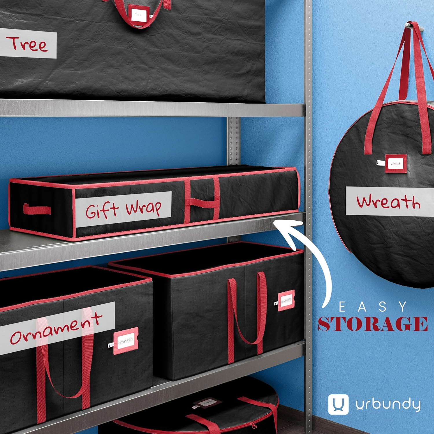 Skiennix Heavy Duty Wrapping Paper Organizer - Black Storage Bag for Gift Bags & Decorations