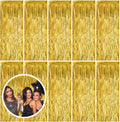 Skiennix Gold Fringe Curtain Backdrop - 10 Pack Tinsel Streamers for Parties & Events | Perfect for Birthdays, Christmas, and Graduations