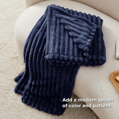 Bedsure GentleSoft Navy Blue Fleece Blanket - Cozy Soft Throw for Couch, 50x70 Inches
