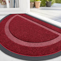 OLANLY Half Circle Door Mat - Waterproof All-Season Welcome Mat | Sturdy Natural Rubber, 33x21, Win Red