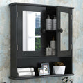 TaoHFE Black Medicine Cabinet, 2 Doors 3 Open Shelf, Wall Mounted Wooden Storage Cabinet Over Toilet