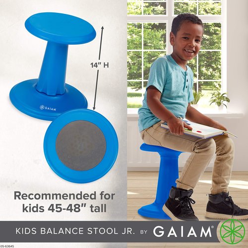 Gaiam Kids Wobble Stool Desk Chair - Alternative Flexible Seating Balance Wiggle Chair | ADHD Sensory Fidget Core Rocker Seat, Elementary School Classroom Furniture for Student, Toddler, Ages 5-8, PP