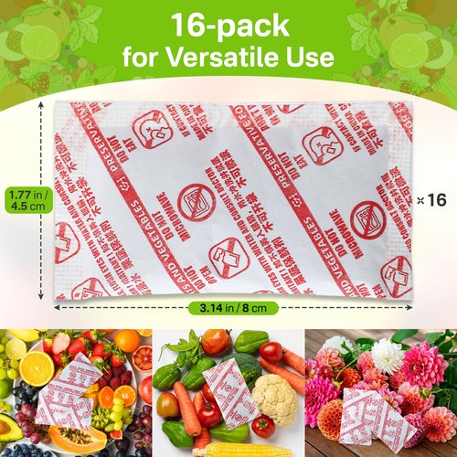 16 Pack Produce Saver Refill Kit, Carbon Filter Refills Ethylene Gas Absorber for Produce Keeper and Crisper Inserts, Fridge Keep Fruits Vegetable Fresh, Fruits & Vegetables Storage