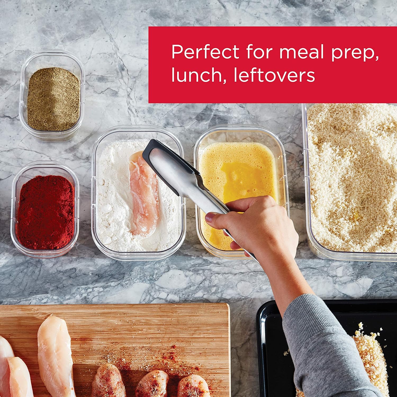 Rubbermaid Brilliance Food Storage Containers - BPA-Free, Leak Proof, 1.3 Cup, 5 Pack, Microwave & Dishwasher Safe
