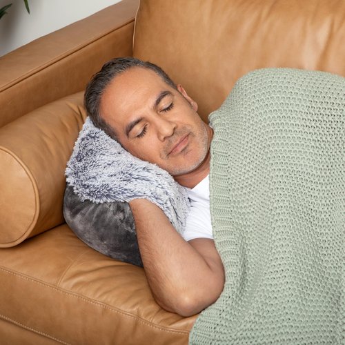 HUGIMALS The Hug Pillow in Gray | 10 lb Weighted Heavy Round Sensory Pillow w/Cozy Hand Pocket for Self-Care, Comfort, Relaxation, Sleep - Thoughtful Gift for Adults, Dad, Husband, Boyfriend, Partner