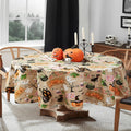 Newbridge Happy Halloween Witches Brew 60 x 84 Inch Oval Vinyl Tablecloth with Flannel Backing, Cute Ghost, Cat and Pumpkin Design, Easy Care Wipe Clean Halloween Table Cover