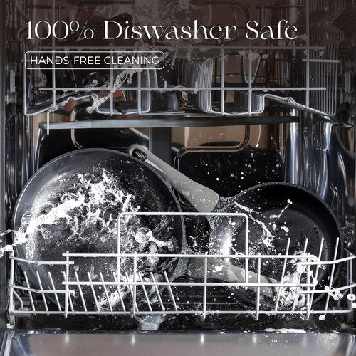 PRICUSIS 8Pcs Nonstick Frying Pan Set with Lid, 8+10+12 Inch Induction Compatible, Stay Cool Handle, Fully Coated, 100% Dishwasher Safe, PFOA Free Omelet Pans, Warp Resistant (Black Sesame)