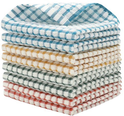 HFGBLG Cotton Cleaning Rags Terry Dish Cloths for Washing Dishes, Set of 8 Dish Rags for Cleaning, Light and Soft Dish Towels for Kitchen Drying Dishes, 11.8 Inch x 11.8 Inch (Mix Color)