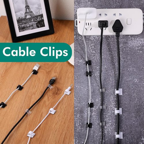 Namalu Mini Cable Clips - 60 Self-Adhesive Hooks for Christmas Lights | Clear, Small Size