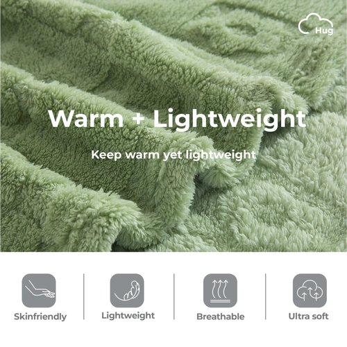 CLOUDS HUG Green Throw Blanket for Couch - Soft Flower Blankets for Women, Cute Small Fleece Throws for Girls as Gifts, 50x60 Inches, Farmhouse