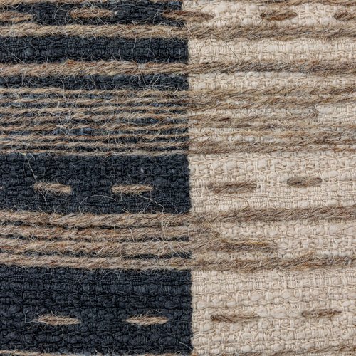 18 Inches Square Cotton Jacquard Pillow with Jute Embroidery, Multicolored