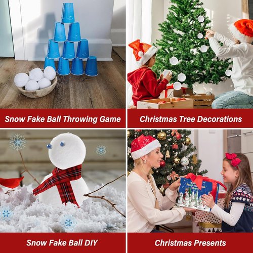 Homiar Snow Fake Balls - 100 PCS Soft Artificial Snow Toy Balls for Indoor & Outdoor Fun