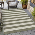 OJIA Striped Outdoor Area Rug 4'x6' Washable Patio Rugs Cotton Woven Living Room Rug Farmhouse Indoor Outdoor Rugs Large Floor Carpet for Courtyard/Bedroom/Entryway (Green/White/Tan)