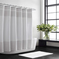 Vera Wang - Fabric Shower Curtain, Cotton Bathroom Decor with Hook Holes Top (Seersucker White, 70" x 72")