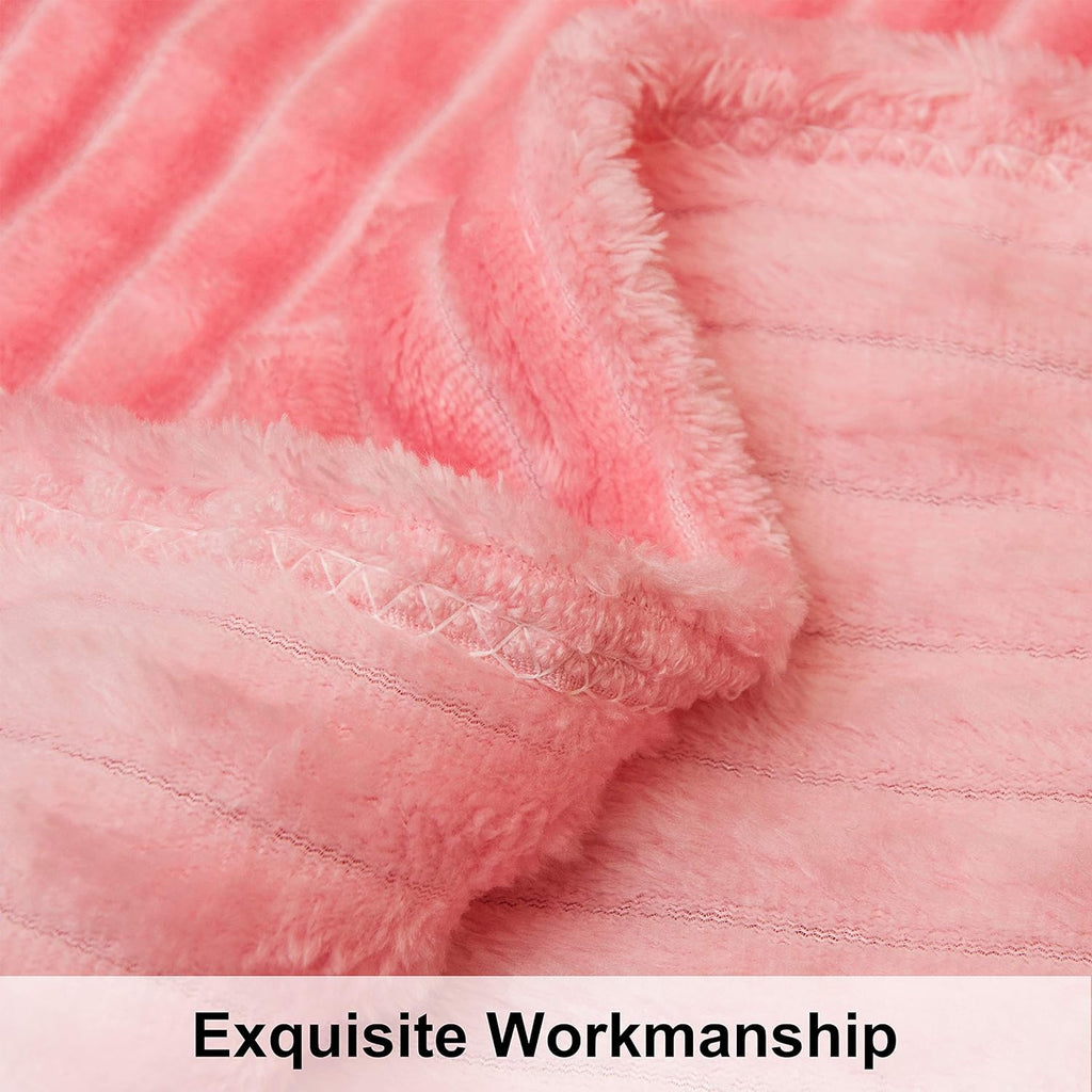 NTBAY Flannel Toddler Blanket - Fluffy, Warm & Lightweight Reversible Stripes | 30x40 Inches, Pink