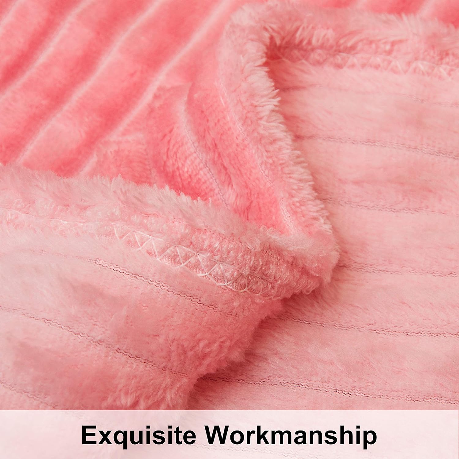 NTBAY Flannel Toddler Blanket - Fluffy, Warm & Lightweight Reversible Stripes | 30x40 Inches, Pink