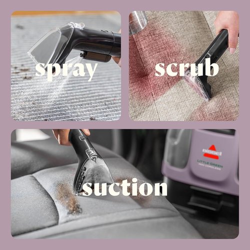 BISSELL Little Green Mini Cordless Carpet Cleaner - Portable Deep Cleaning with HydroRinse Tool | Dusk Pink