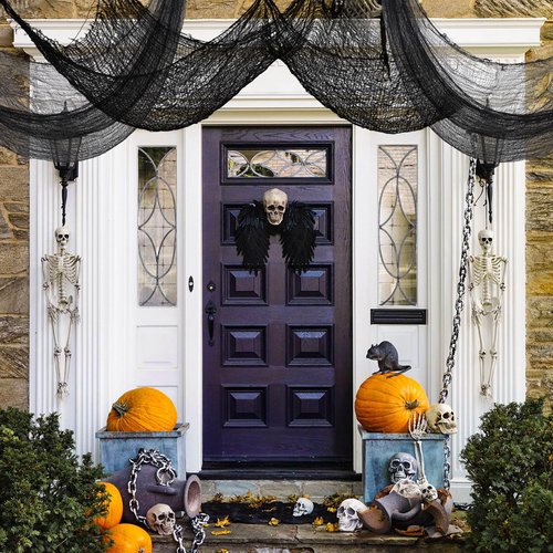 Yokodaza 6 Pack Black Halloween Creepy Cloth 30x72 Inch - Halloween Gauze Fabric Cheesecloth for Haunted House, Indoor Outdoor Yard Decor, Party Supplies