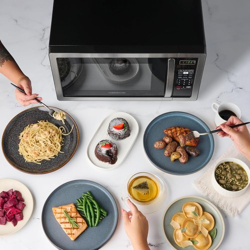 Farberware 1.1 Cu. Ft. Countertop Microwave Oven - 1000 Watts, Auto Cook, Easy Clean, Stainless Steel