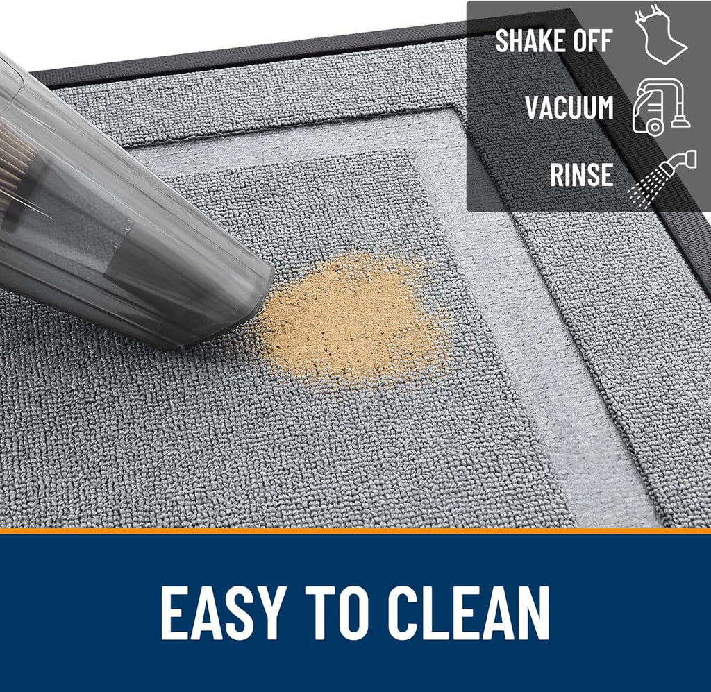 OLANLY Indoor Outdoor Front Door Mat - Waterproof All-Season Doormat, Easy Clean, 35x23, Ash Gray
