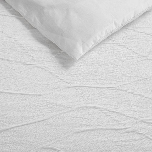 Vera Wang - Queen Duvet Cover Set, Lightweight Bedding Set with Matching Pillowcases, 3 Piece Bed Set with a Soft & Textured Feel (Abstract Crinkle White)