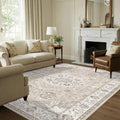 Skiennix 6x9 Area Rug - Farmhouse Washable Ultra Soft Carpet | Stain Resistant & Non-Slip Beige Rug for Living Room, Bedroom, and Dining Room