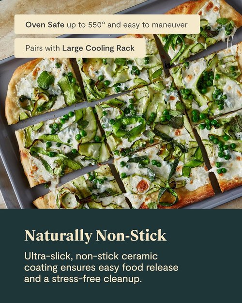 Caraway Non-Stick Ceramic Baking Sheet - Non-Toxic PTFE & PFOA Free - Ideal for Baking & Roasting - Large 18" x 13" - Marigold