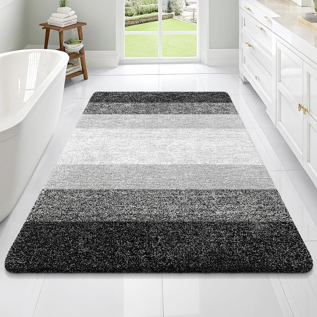 OLANLY Bathroom Rugs Mat - Extra Soft Microfiber Bath Rug with Rubber Backing | Quick Dry, Machine Washable, 70x46, Black