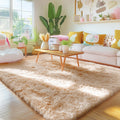 OLANLY Area Rugs - Soft Fluffy Shaggy Indoor Carpet for Living Room & Bedroom | Beige, 4x11 ft