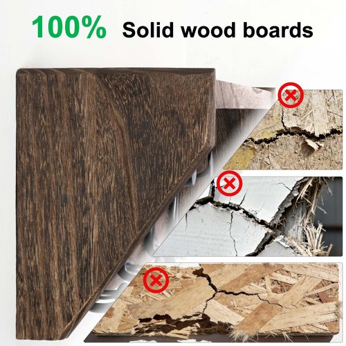 SKOLOO Wall Shelf with Hooks, 35-Inch Weathered Brown Wall Mounted Coat Rack with Shelf Organizer - Lightweight & Sturdy, 5 Tri Hooks - Perfect for Entryway, Hallway, Living Room, Bedroom, Mudroom