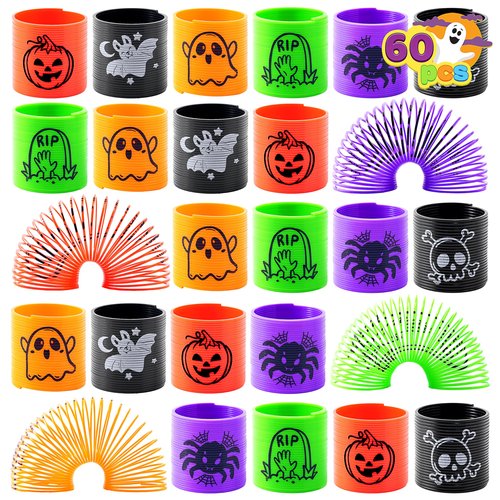 JOYIN 60 PCS Halloween Coil Spring for Kids, Mini Magic Springs Toys, Fidget Stress Coils Toy for Halloween Party Favors, Trick or Treat Bags Stuffers, Classroom Exchange, Carnival Game Prizes