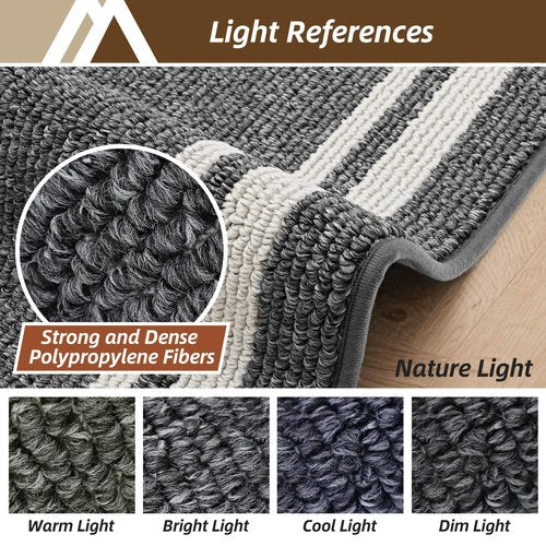 COSY HOMEER Kitchen Rugs Non-Slip 24x35/24x60 Inch Thick Polypropylene Standing Mat for Home Machine Washable, Black Frame