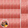 Skiennix 20 Pack Rose Gold Fringe Curtain Backdrop - Metallic Tinsel Streamers for Parties & Events
