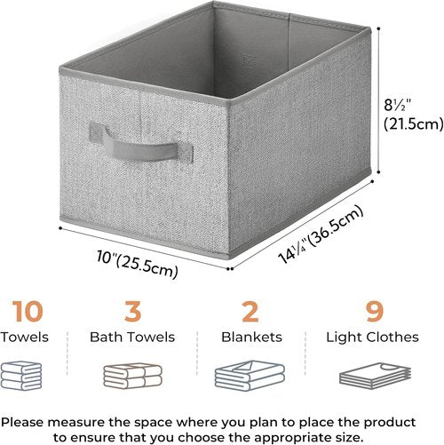 Granny Says Storage Baskets - Medium Fabric Organizers with Handles | Gray 3-Pack for Closet & Shelf Storage