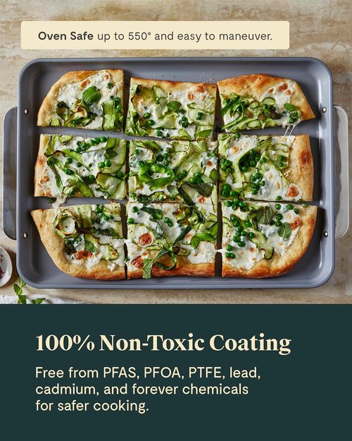 Caraway Non-Stick Ceramic Baking Sheet Trio - Non-Toxic & PTFE Free - 18"x13", 15"x10", 9"x13" - Gray