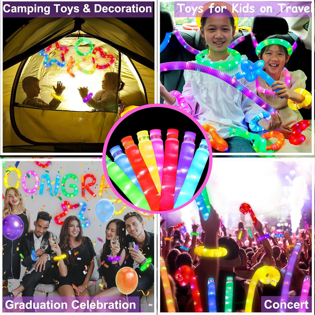 UrChoice Glow Sticks - 8PCS LED Pop Tubes Party Favors | Colorful Necklaces & Bracelets for Imaginative Play