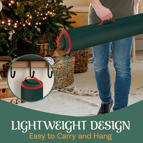 Elf Stor Wrapping Paper Storage Bag - 40-Inch Gift Wrap Organizer - Holds 25 Rolls - Green Christmas Storage