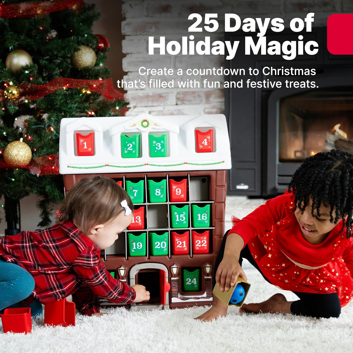 Step2 My First Advent Calendar - Interactive Christmas Toy with 25 Refillable Bins for Toddlers 1.5+ Years Old
