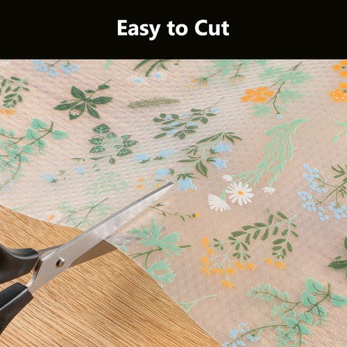 INNOLITES Shelf Liners for Kitchen Cabinets – Drawer Liner Waterproof & Oil-Proof, Non-Adhesive EVA with Floral Pattern – Durable Washable, Easy to Cut (Sage Green, 17.7" x 78.7")