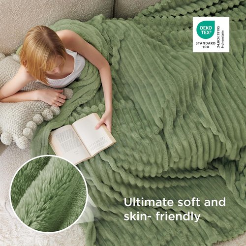 Bedsure GentleSoft Reseda Fleece Queen Blanket - Super Soft Cozy Throw for Couch, 90x90 Inches