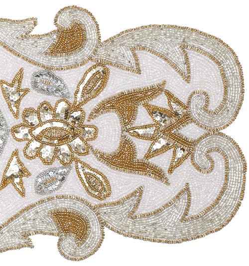 Hand Beaded Decorative Farmhouse Glitz Table Runner for Tabletop, Wedding, Thanksgiving, Easter Party Decorations -A Beautiful Complement to Your Dinner Table Décor- 13x36 Inch - Silver Gold Ivory