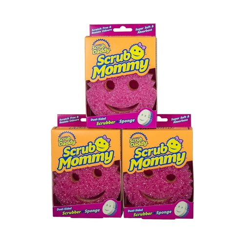 Scrub Daddy Scrub Mommy Dual Sided Cleaning Sponge 3 Pack - Firm Scrubber and Gentle Sponge - Pink
