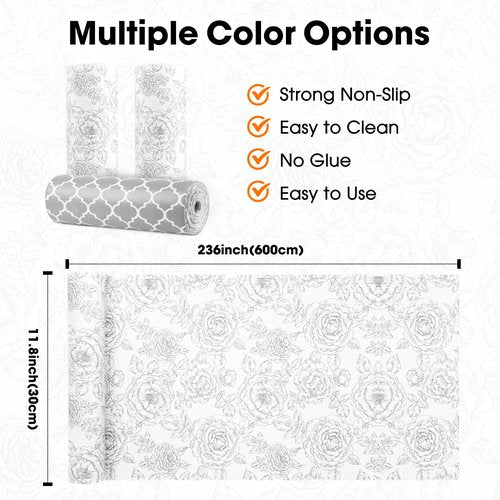 Gopas Drawer and Shelf Liners for Kitchen Cabinets Non-Adhesive Cabinet Liners Strong Grip Non Slip Waterproof Contact Paper for Cabinets and Drawers Shelves Cupboard,Flower,12IN X 20FT