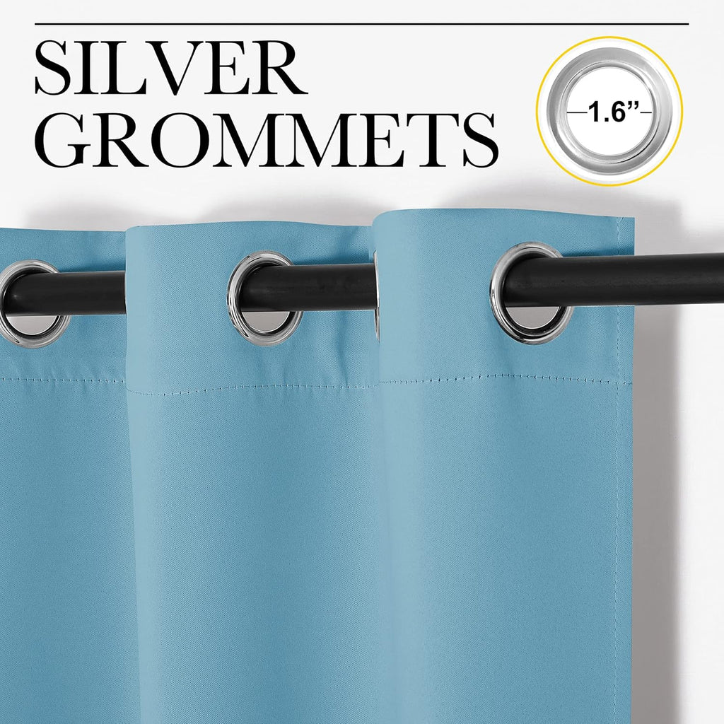 NICETOWN Teal Blue Blackout Curtains - Thermal Insulated 86" Long Drapes for Large Windows | 2 Panels, 55" Wide