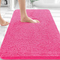 OLANLY Bath Rugs - Extra Soft Chenille, Quick-Dry, Machine Washable | 36x24, Hot Pink Bathroom Mats