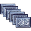 Encasa XO Dining Table Mats Set of 6 | Indigo-02 Block Printed Cotton Canvas Placemat - 18x13 in | Jaipur Sanganeri Hand Print